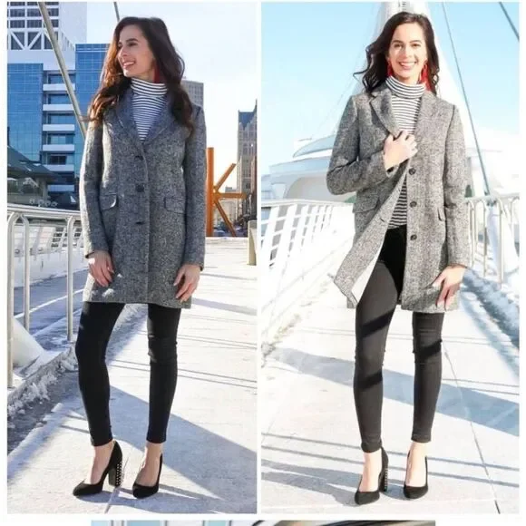 J. Crew Wool Blend Tweed Topcoat Sz 8 - Picture 2 of 8